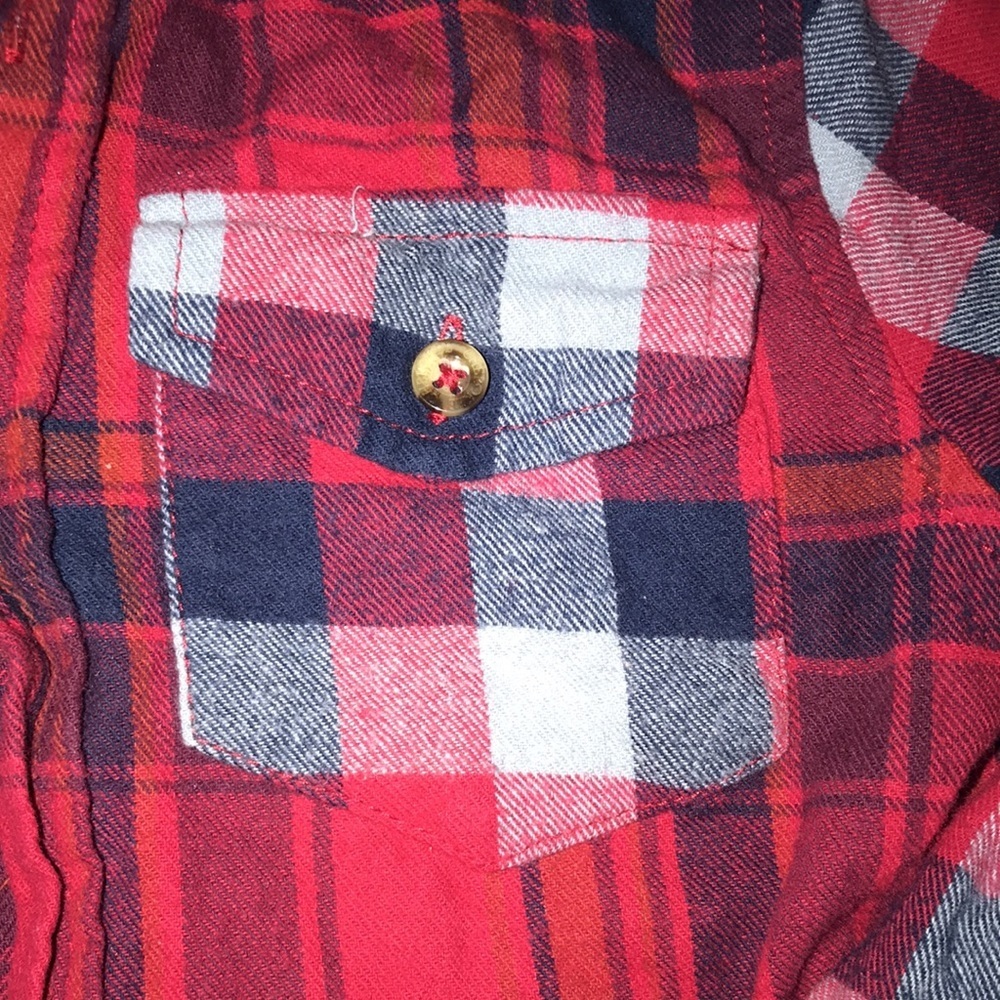 Cherokee Red Plaid Thick Long Sleeve Button Down Sweater with Gray Hoodie - Picture 2 of 8